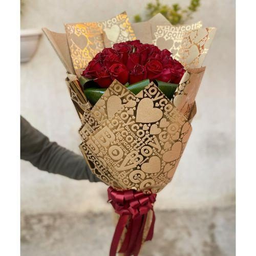 دسته گل بزرگ رز قرمز 2618