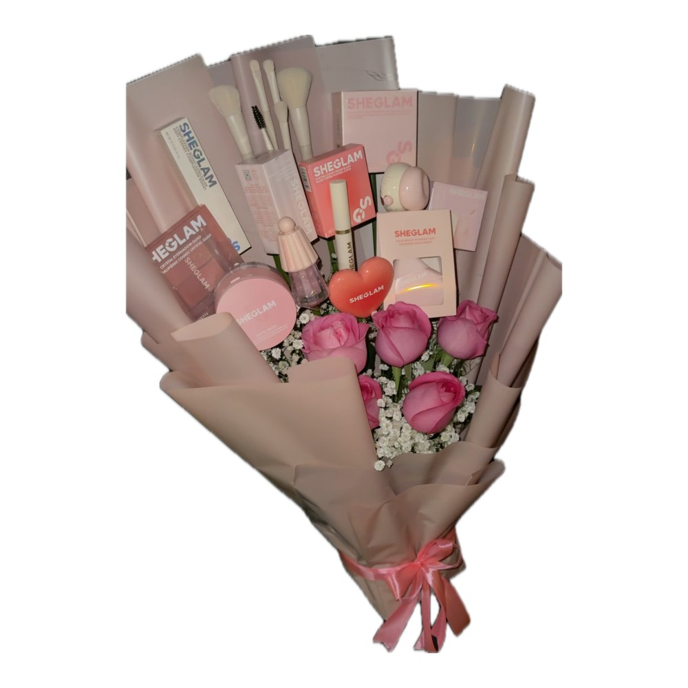 دسته گل آرایشی Hot pink roses