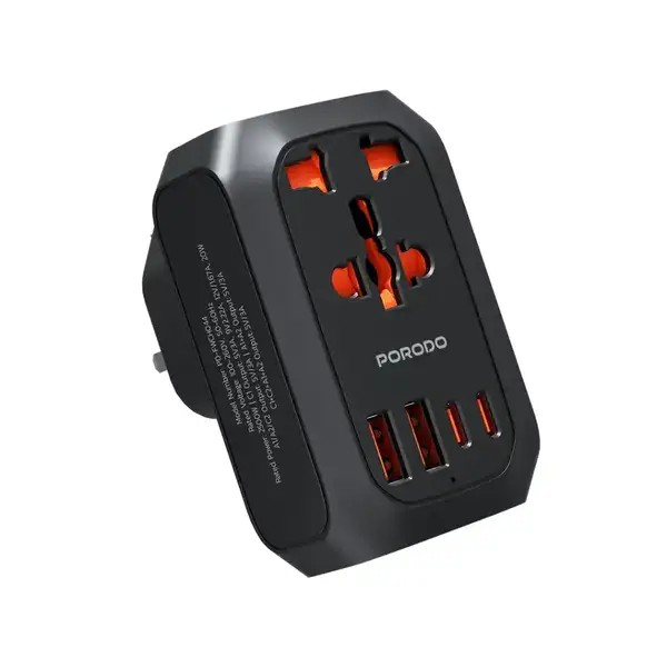 تبدیل یونیورسال + آداپتور چندکاره پرودو Porodo Universal AC Adapter Multi PD-FWCH044EU-BK