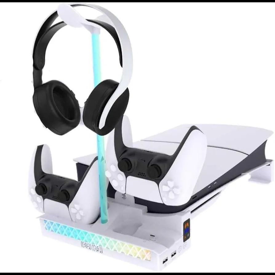 New World PS5 Slim Horizontal Cooling Stand – پایه خنک‌کننده افقی با نور RGB برای PS5 Slim