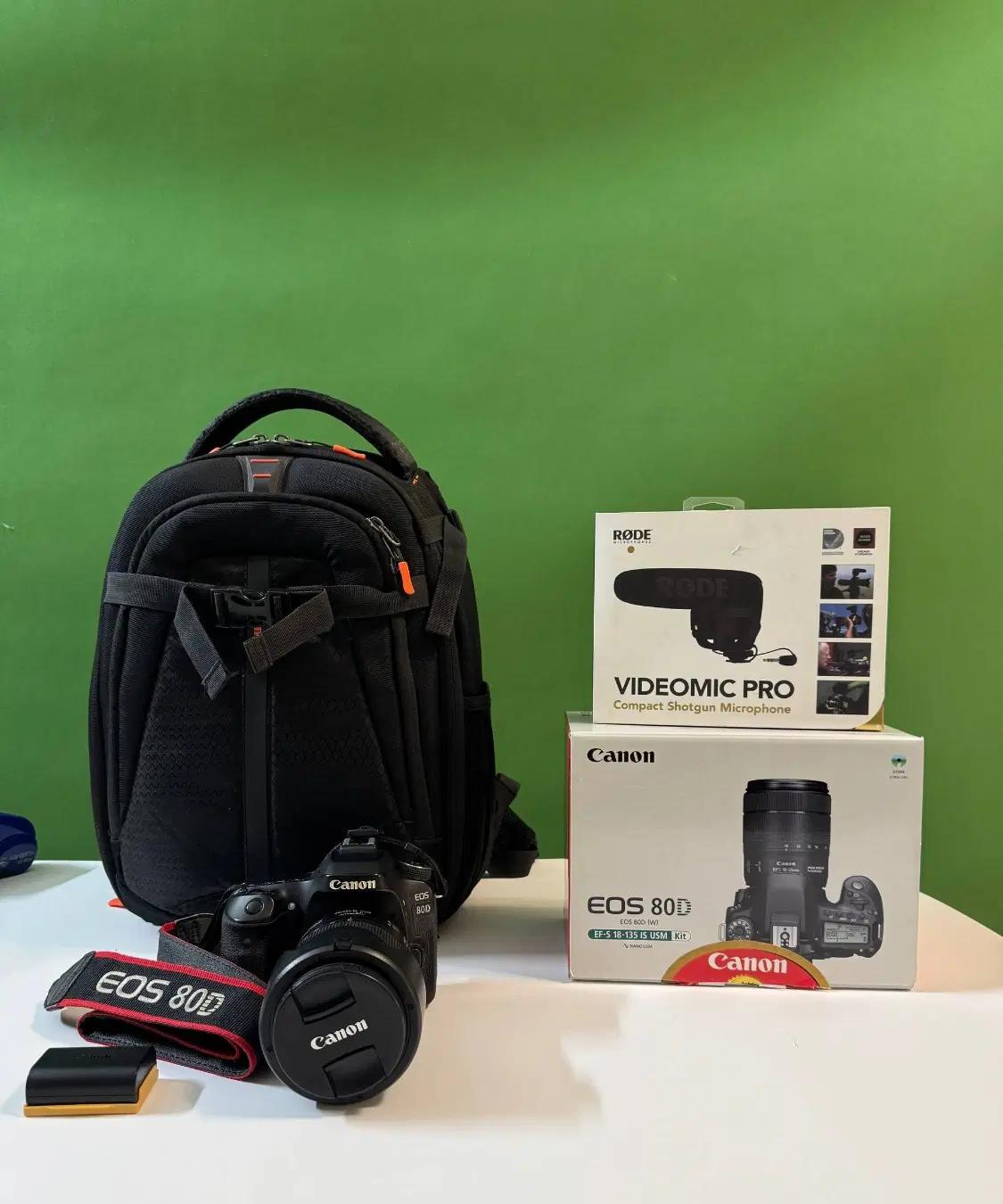 Canon 80D + لنز 18-135 - فول پکیج بسیار تمیز +Rode