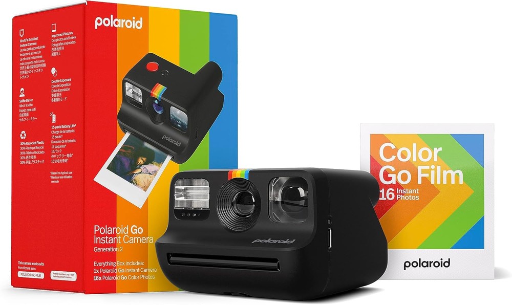 دوربین چاپ سریع کوچک Polaroid Go Generation 2 مشکی با بسته فیلم 16 عکس مدل 6280