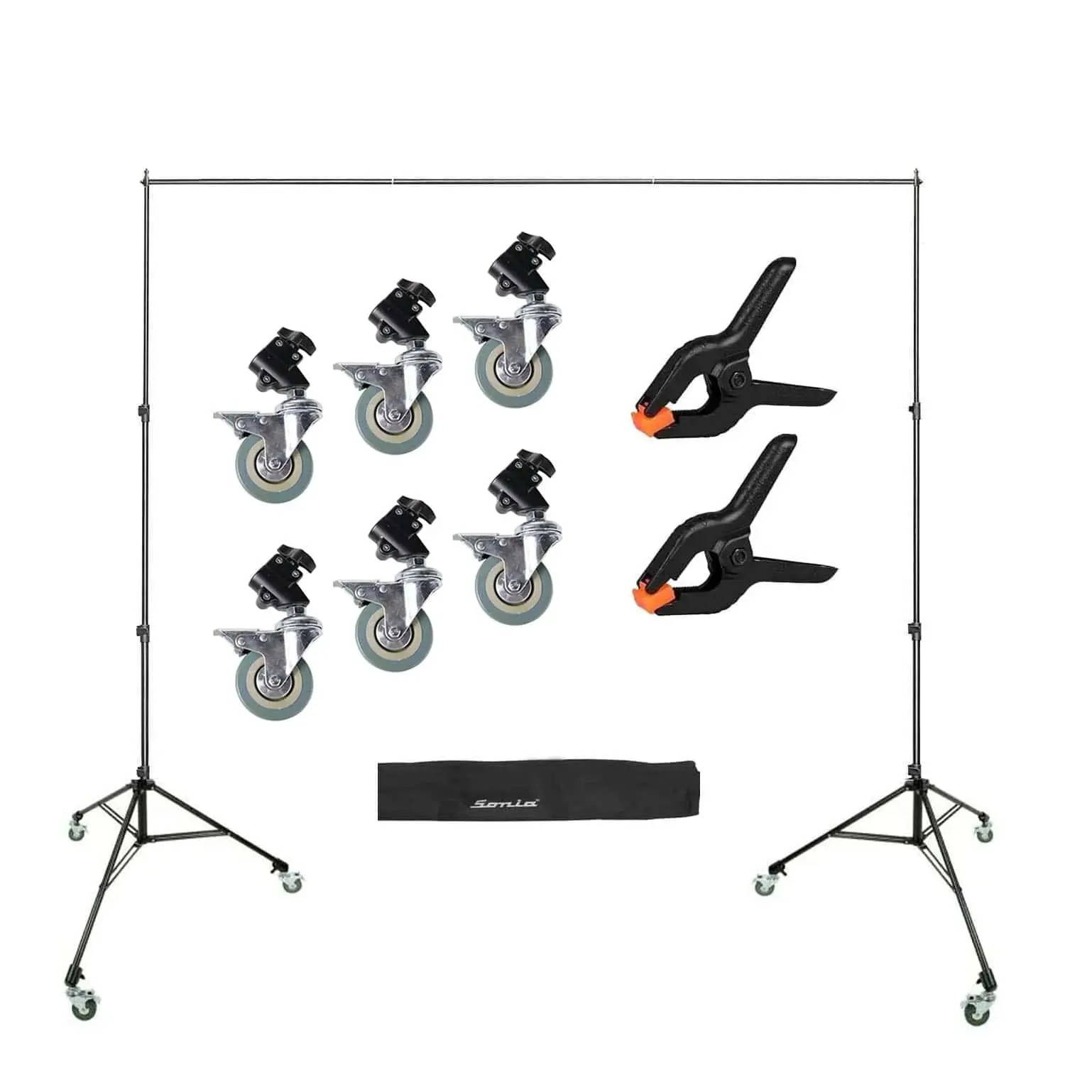 کیت سه پایه پرتابل پرده فون چرخ دار + گیره نگهدارنده فون