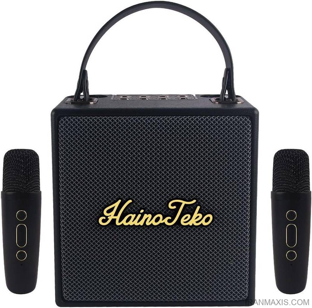 اسپیکربلوتوثی Haino Teko MK-93 با دو میکرفون | HainoTeko MK93 Splash Proof Portable Bluetooth Wireless Speaker with 2 Wireless Mic For Indoor and Outdoor