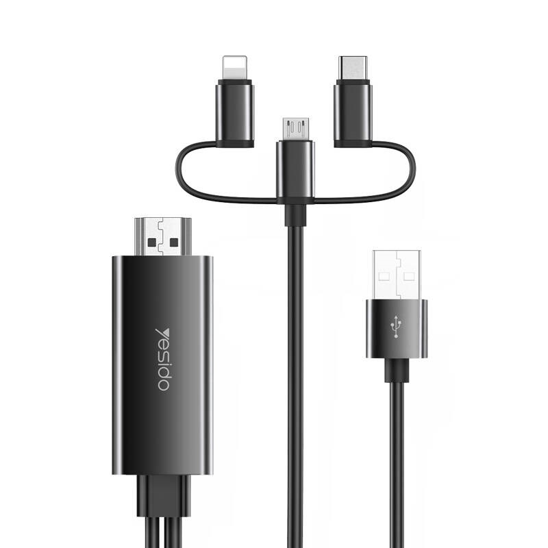 کابل تبدیل Yesido HM05 Lightning/MicroUSB/Type-C to HDMI 1.8m