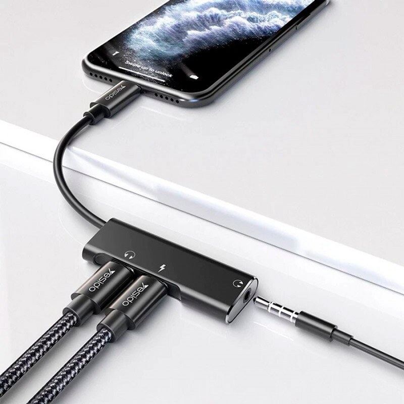 تبدیل اورجینال Yesido YAU13 Lightning to AUX / Lightning