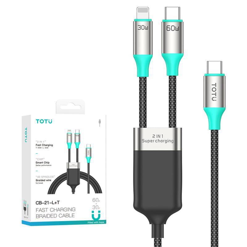 کابل شارژر USB-C to USB-C و usb-c to lightningتوتو (TOTU) یک متری