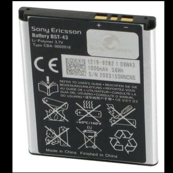 Sony Ericsson BST-43 Battery 1000mAh Genuine J108i U100i J20