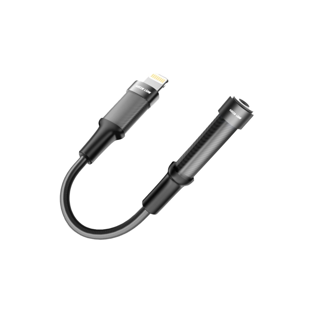 تبدیل لایتنینگ به AUX 3.5mm گرین لاین Green Lion Earphone Adapter (12cm) Lightning To 3.5 Audio jack GNEARADLTAUXBK اصل
