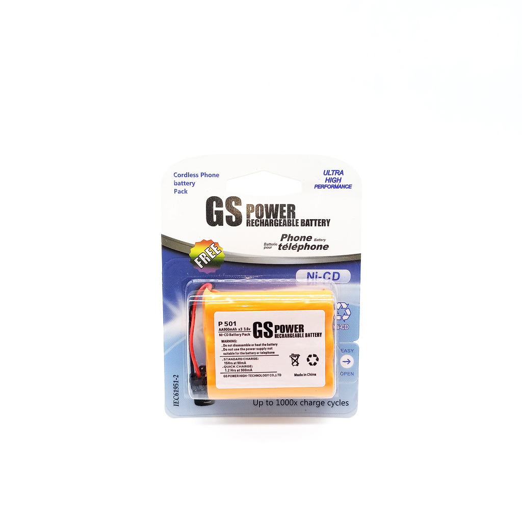 باتری شارژی تلفنی (P501) ۳.۶ ولت ۹۰۰ میلی آمپر GS POWER