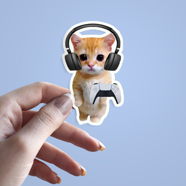 استیکر gamer cat