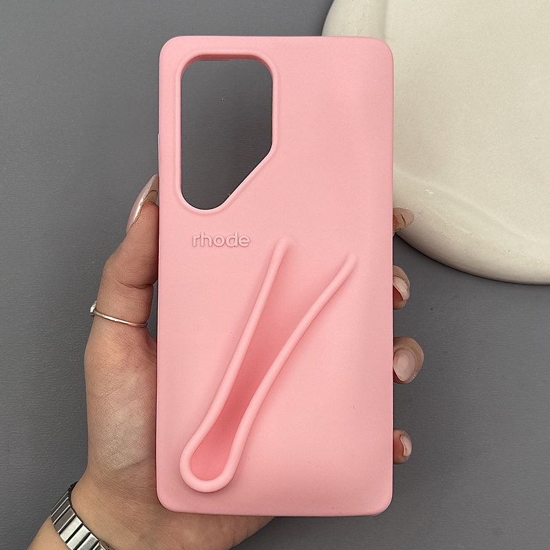 قاب گوشی Galaxy S25 Ultra سامسونگ سیلیکونی پاک کنی اورجینال rhode روود صورتی بدون لیپ گلاس کد E49-182715