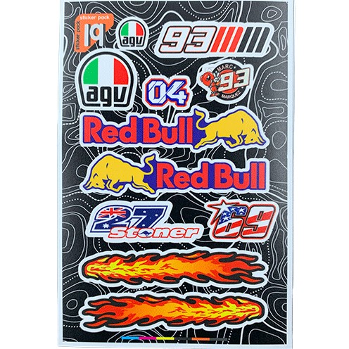 پکیج A6 استیکر مات کوچک – agv – Red Bull – ردبول – 19