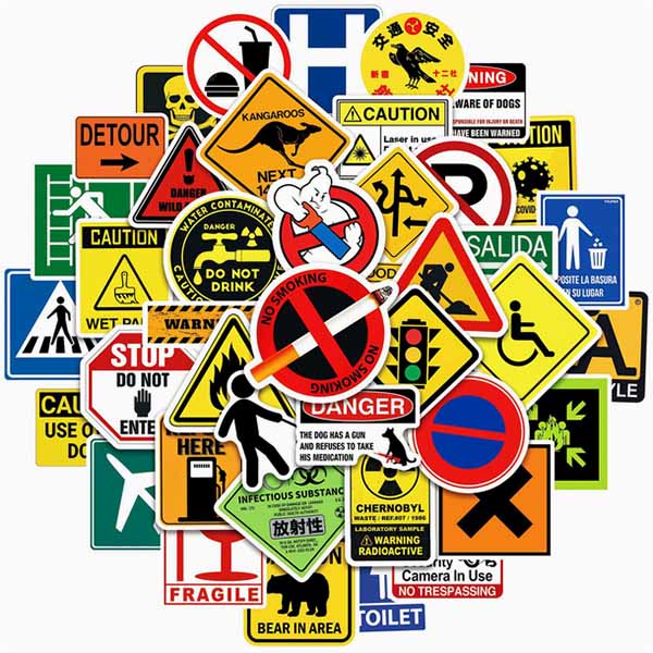 استیکر پنجاه عددی اخطاری warning sticker pack