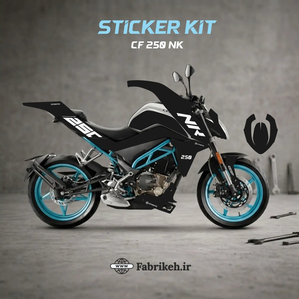 کیت استیکر CFMOTO CF250NK طرح Black Matte Edition