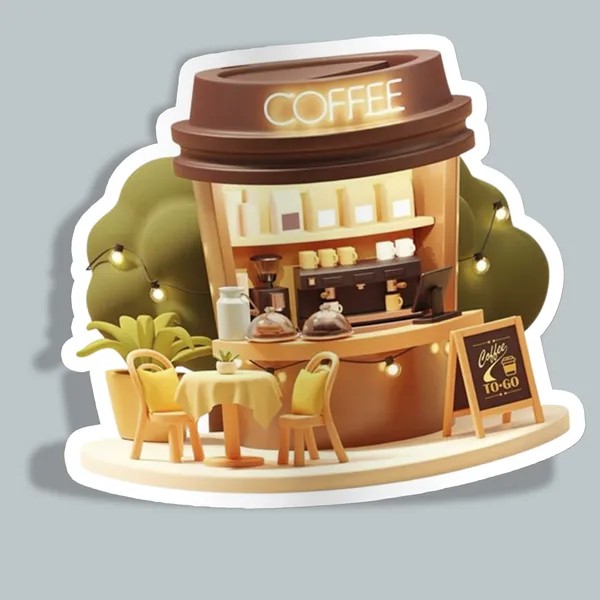 استیکر cute 3D cafe 2