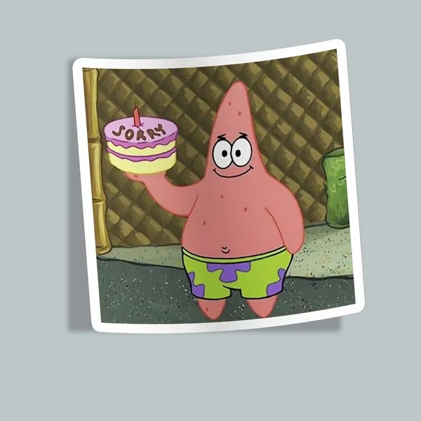 استیکر SpongeBob Patrick sorry cake