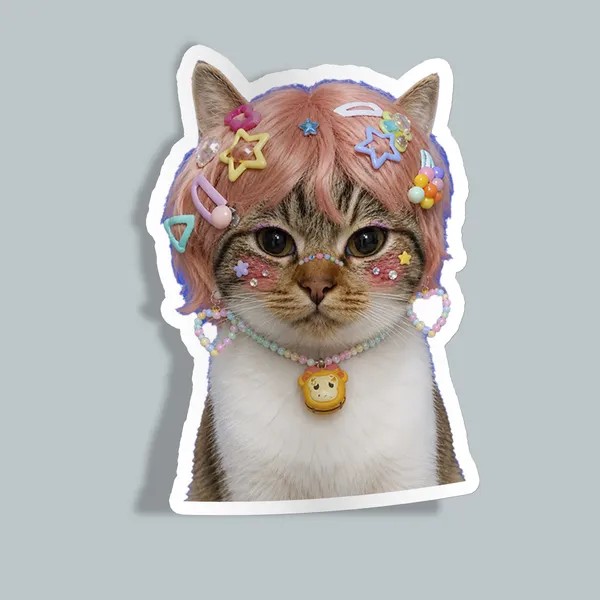 استیکر a little make up cat
