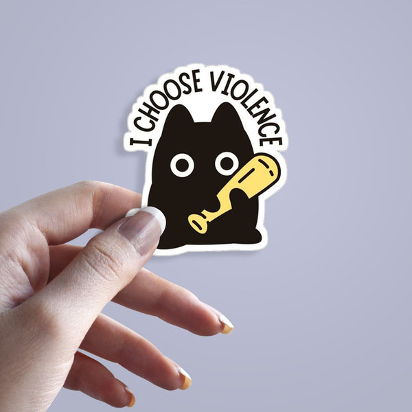 استیکر I Choose violence cat