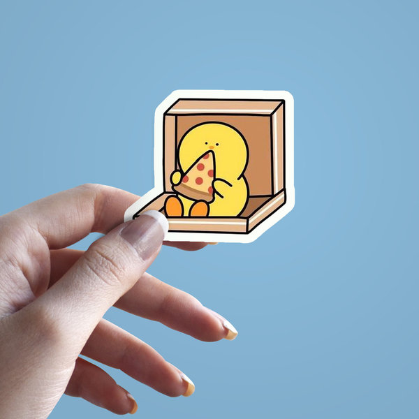 استیکر Pizza-eating chicken
