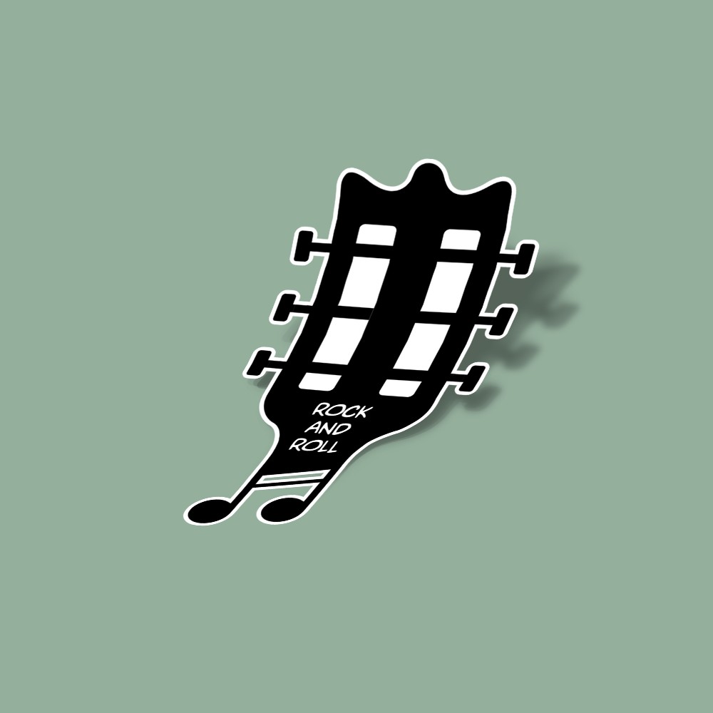 استیکر Guitar & music note