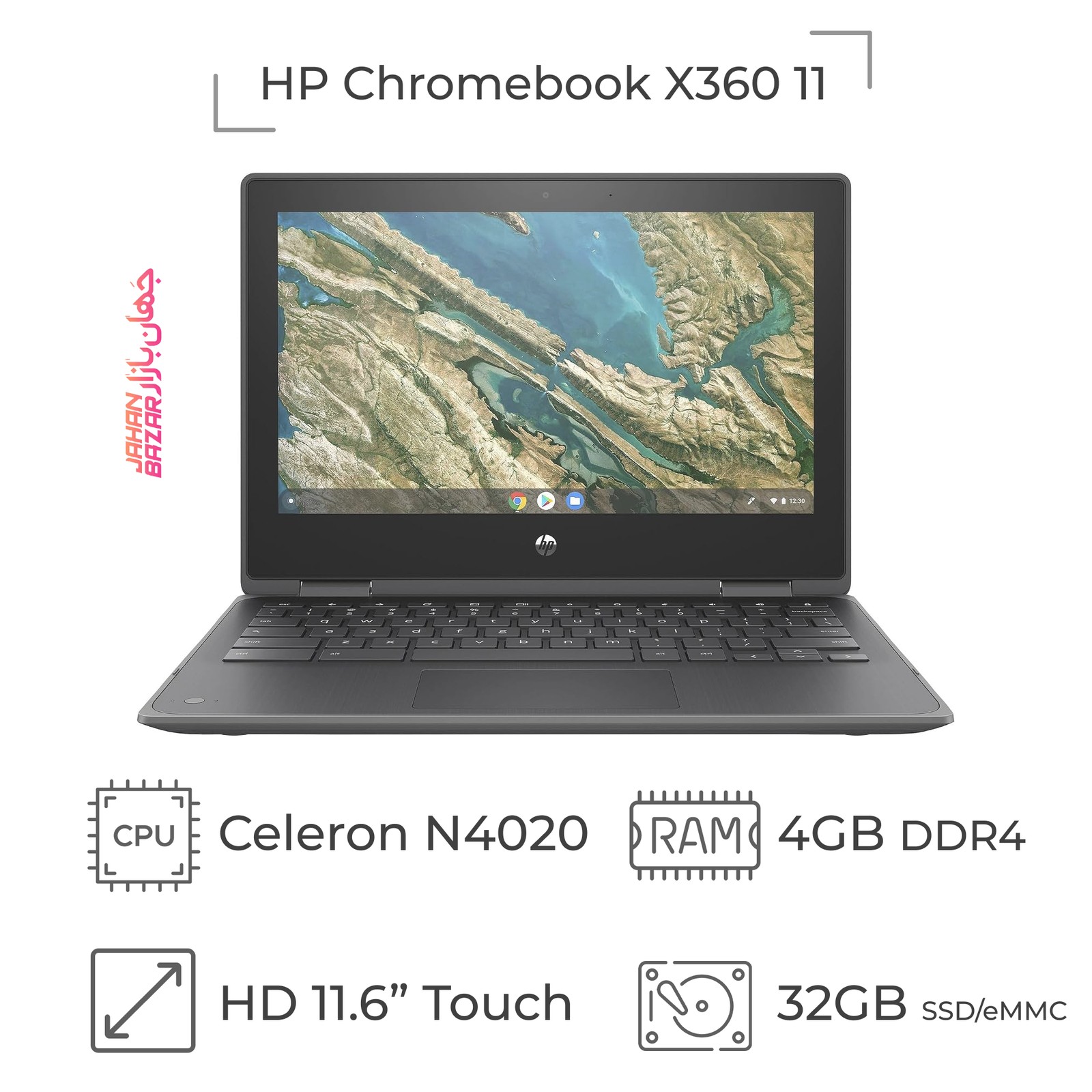 لپ تاپ استوک 11.6 اینچ لمسی hp chromebook x360 11 g3 ee (تحویل 12 روزه)