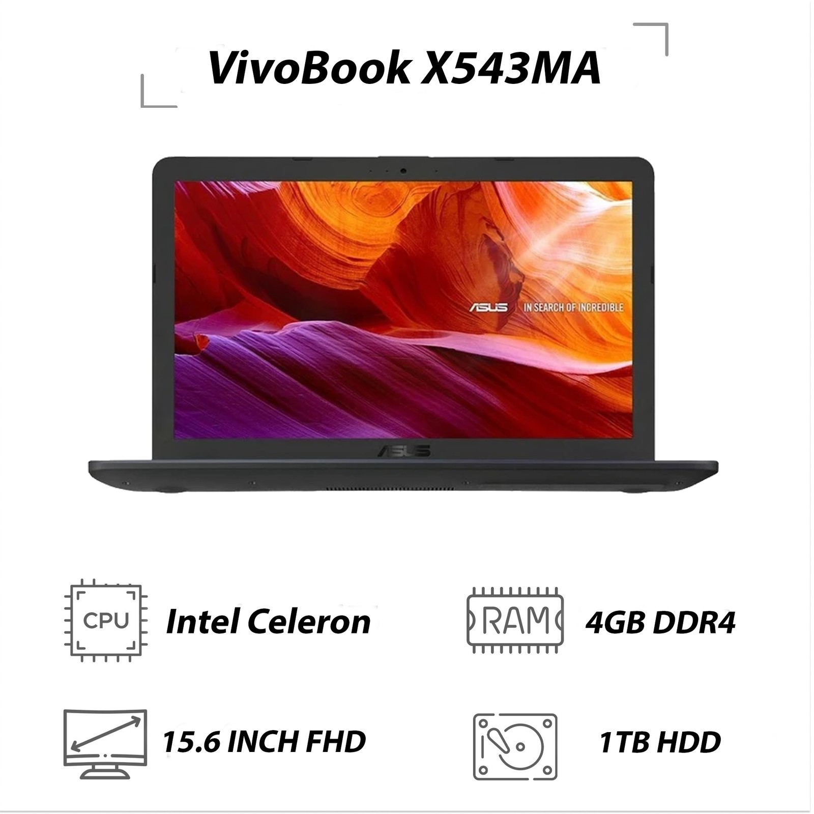 لپ تاپ استوک ایسوس مدل VivoBook X543MA پردازنده Celeron