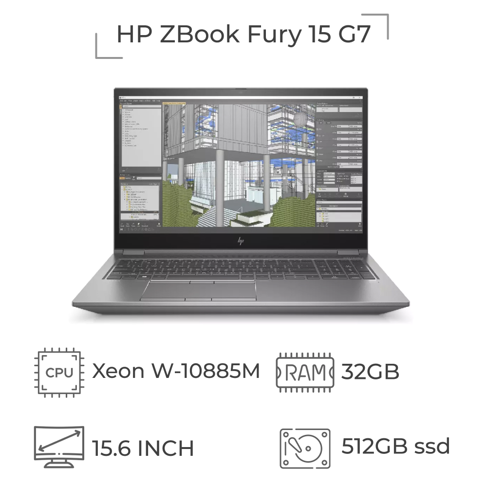 لپ تاپ استوک HP ZBook Fury 15 G7 پردازنده Xeon W-10885M