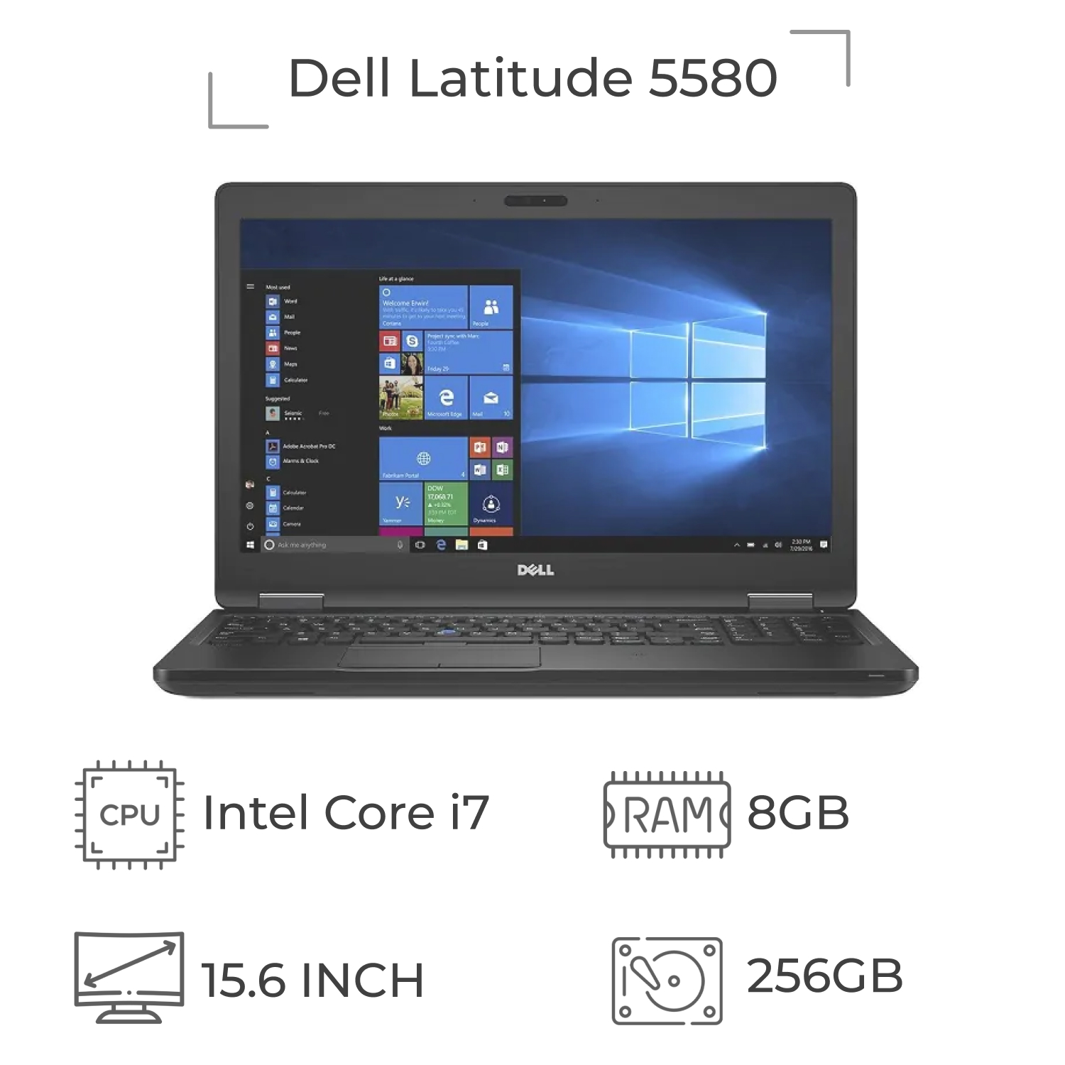 لپ تاپ استوک Dell Latitude E5580 پردازنده i7 نسل 7