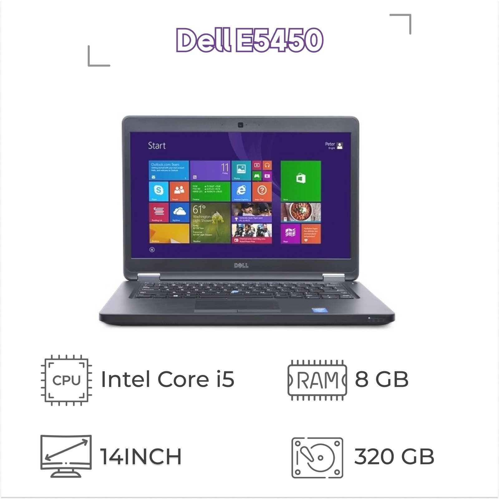 لپ تاپ استوک Dell E5450 پردازنده i5 نسل 5