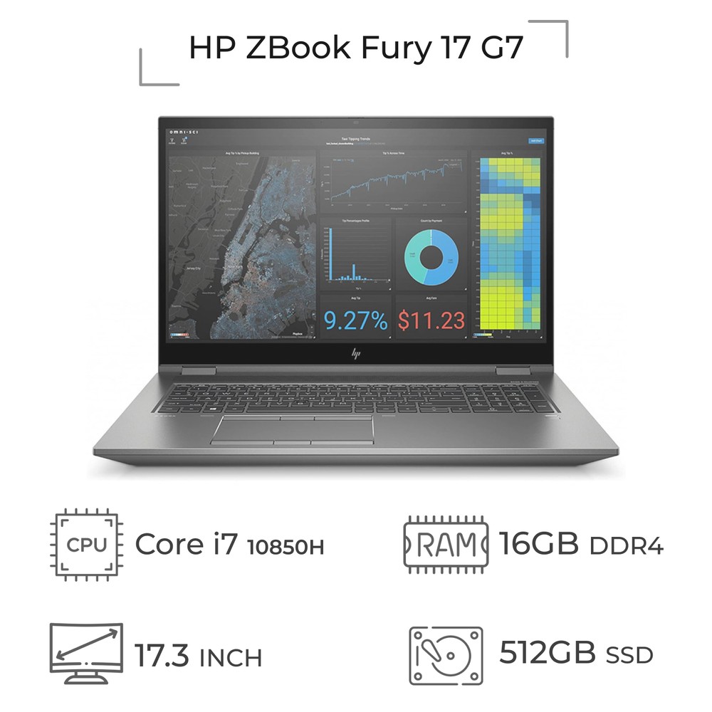 لپ تاپ استوک HP ZBook Fury 17 G7 پردازنده i7 نسل 10 گرافیک RTX 3000 6G