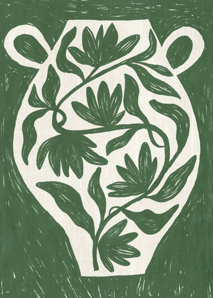 Green Botanical Vase تابلو