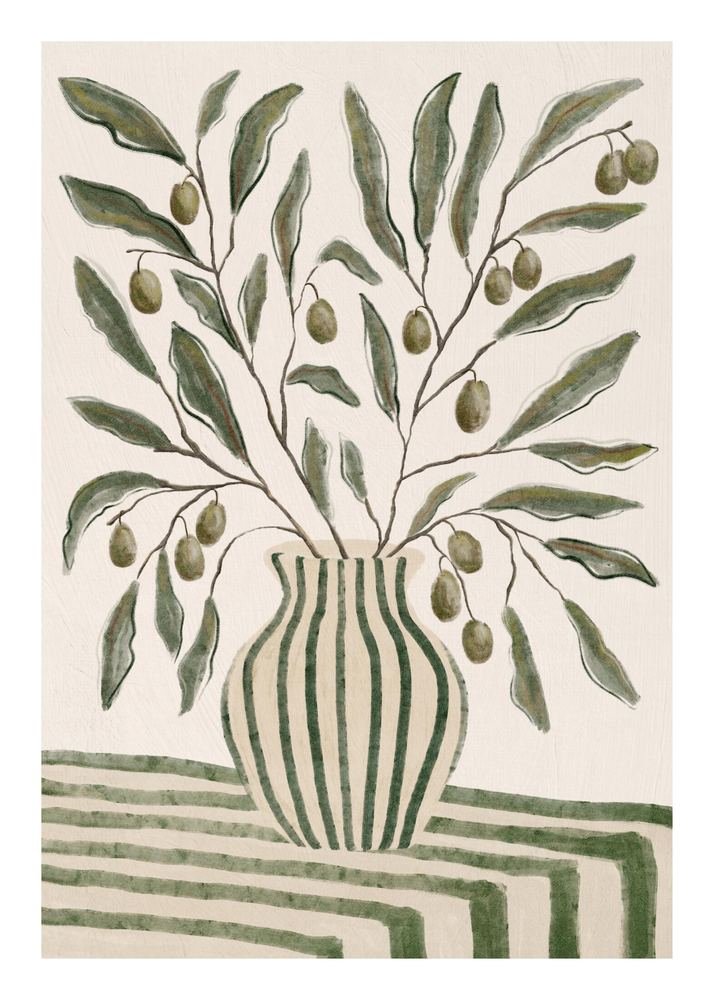 Olive Branches in Vase تابلو