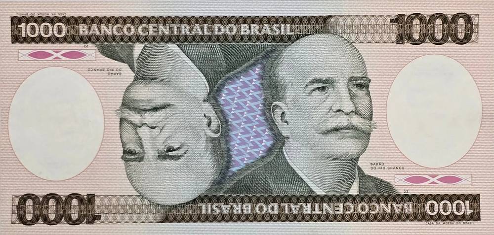 اسکناس برزیل 1000 کروزیرو برزیل سری قرینه