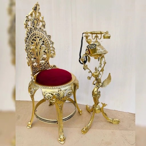 تلفن پایه دار برنز تلفن سلطنتی برنز تلفن ایستاده پایه سنگی تلفن پایه بلند برنزی تلفن برنز مبلمان فرنا مدل 1135261