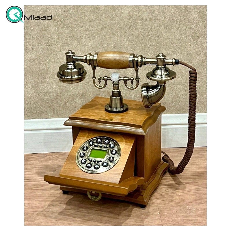 تلفن گرندفون Grand Phone مدل 1060، تلفن رومیزی کلاسیک با شماره گیر دکمه ای، متریال چوبی تلفن و همچنین دارای کالر آیدی