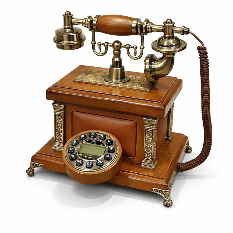 تلفن گرندفون Grand Phone مدل 1040، تلفن رومیزی کلاسیک با شماره گیر دکمه ای، متریال چوبی تلفن و همچنین دارای کالر آیدی