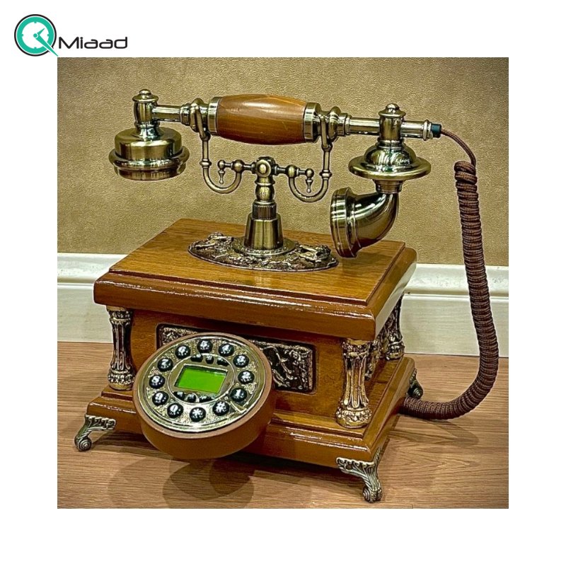 تلفن گرندفون Grand Phone مدل 1030، تلفن رومیزی کلاسیک با شماره گیر دکمه ای، متریال چوبی تلفن و همچنین دارای کالر آیدی