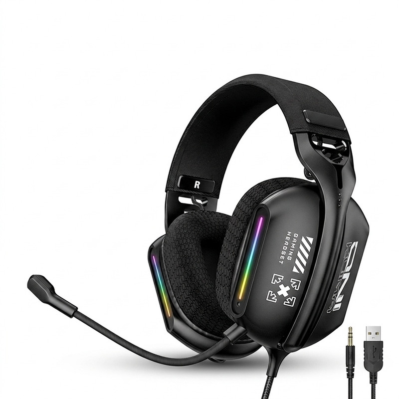 هدست گیمینگ روگوشی اونیکوما مدل X12 RGB با درایورهای 40 میلی‌متری، میکروفون قابل تنظیم، نورپردازی RGB، اتصال با سیم از طریق جک 3.5 میلی‌متری و USB، پاسخ فرکانسی 20 هرتز تا 20 کیلوهرتز