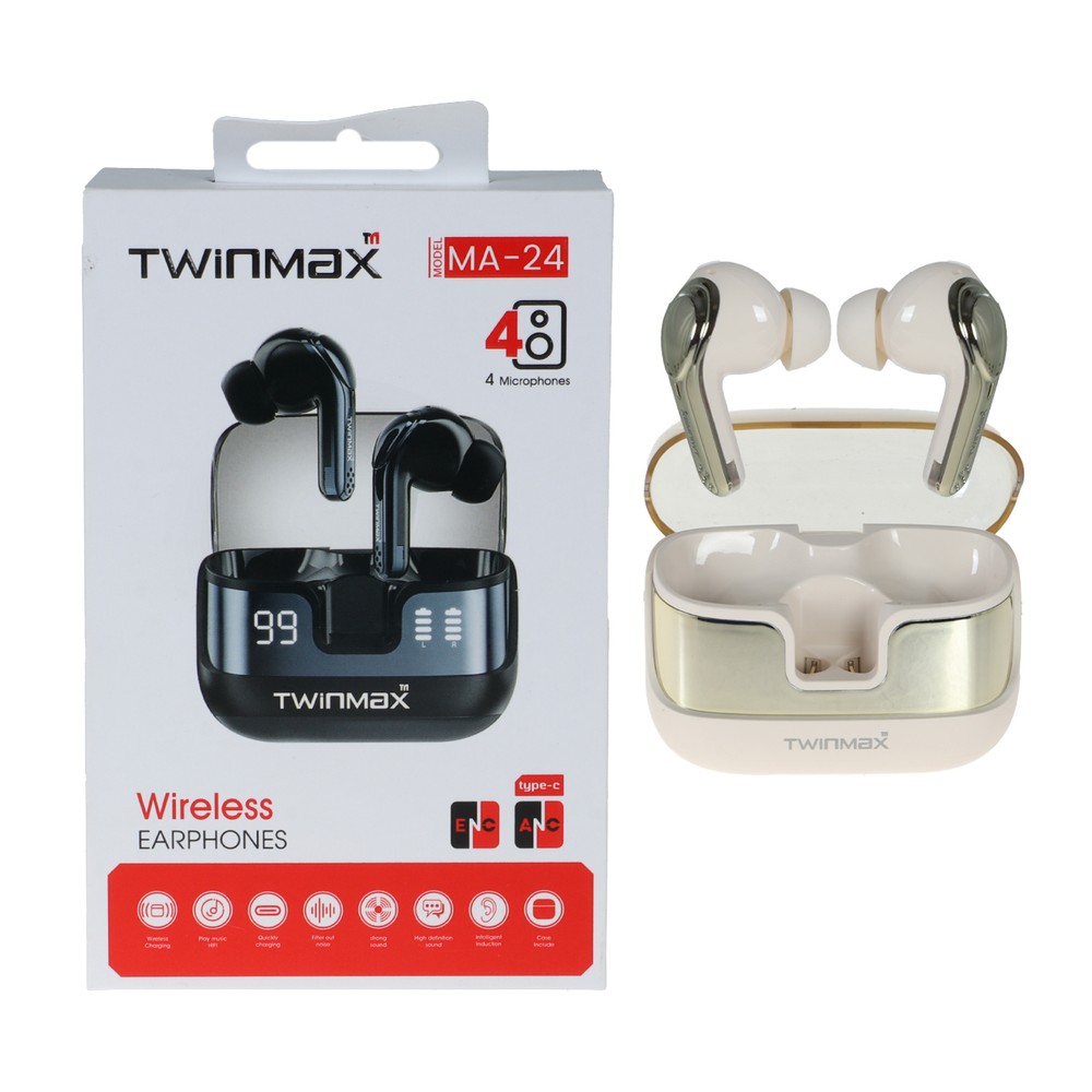 ایرفون بی سیم TwinMax مدل MA-24 ANC – طلایی – MMX