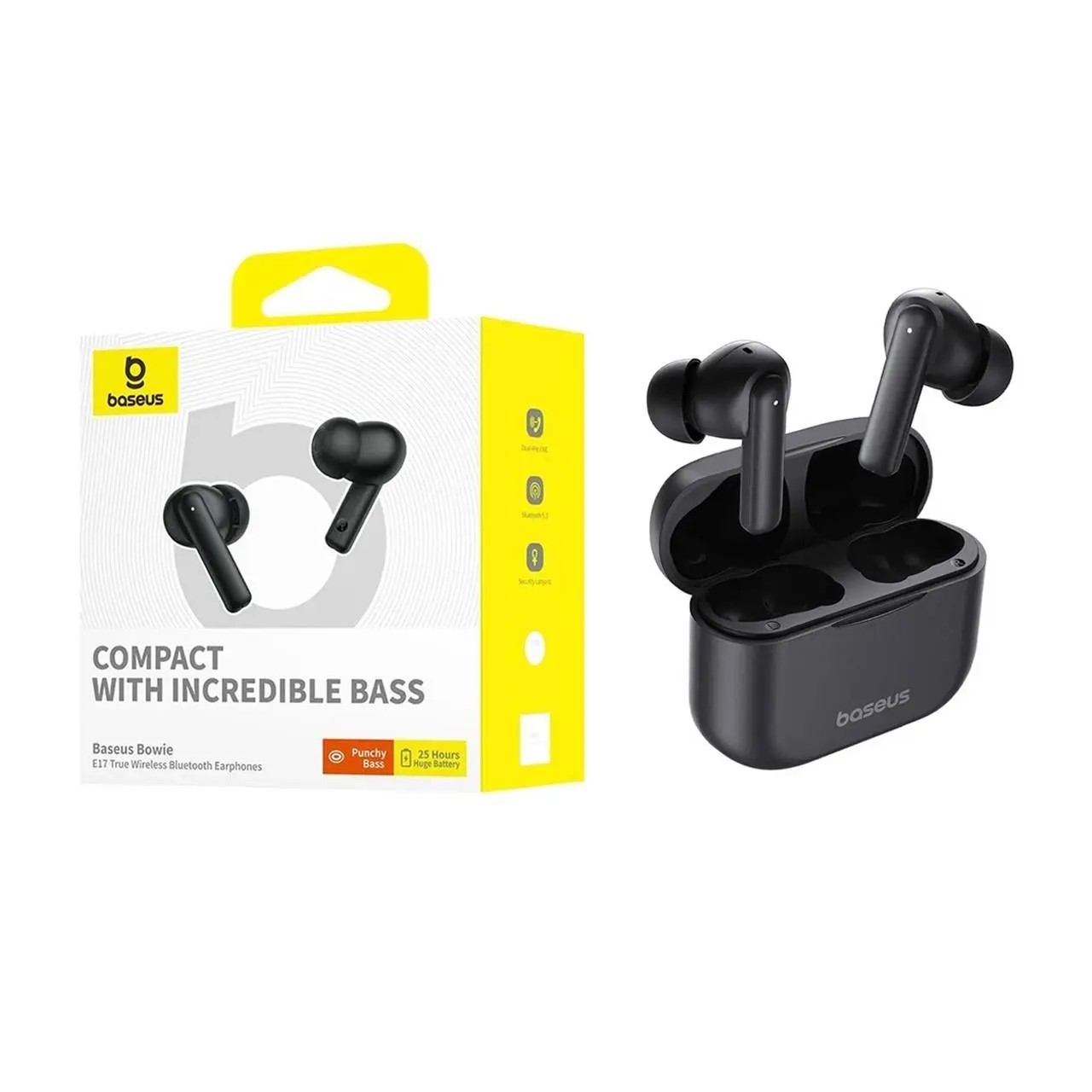 ایرفون بی سیم Baseus مدل Compact Bowie E17 - مشکی -AV (گارانتی 24 ماهه آونگ) (حراجی تا بینهایت)