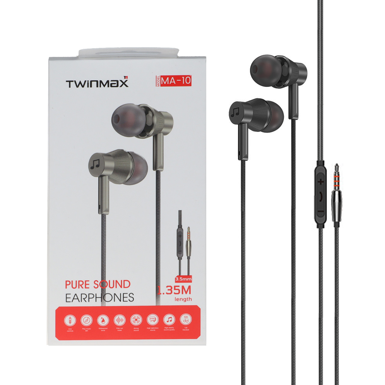 هندزفری باسیم TwinMax مدل MA-10 – مشکی – MMX