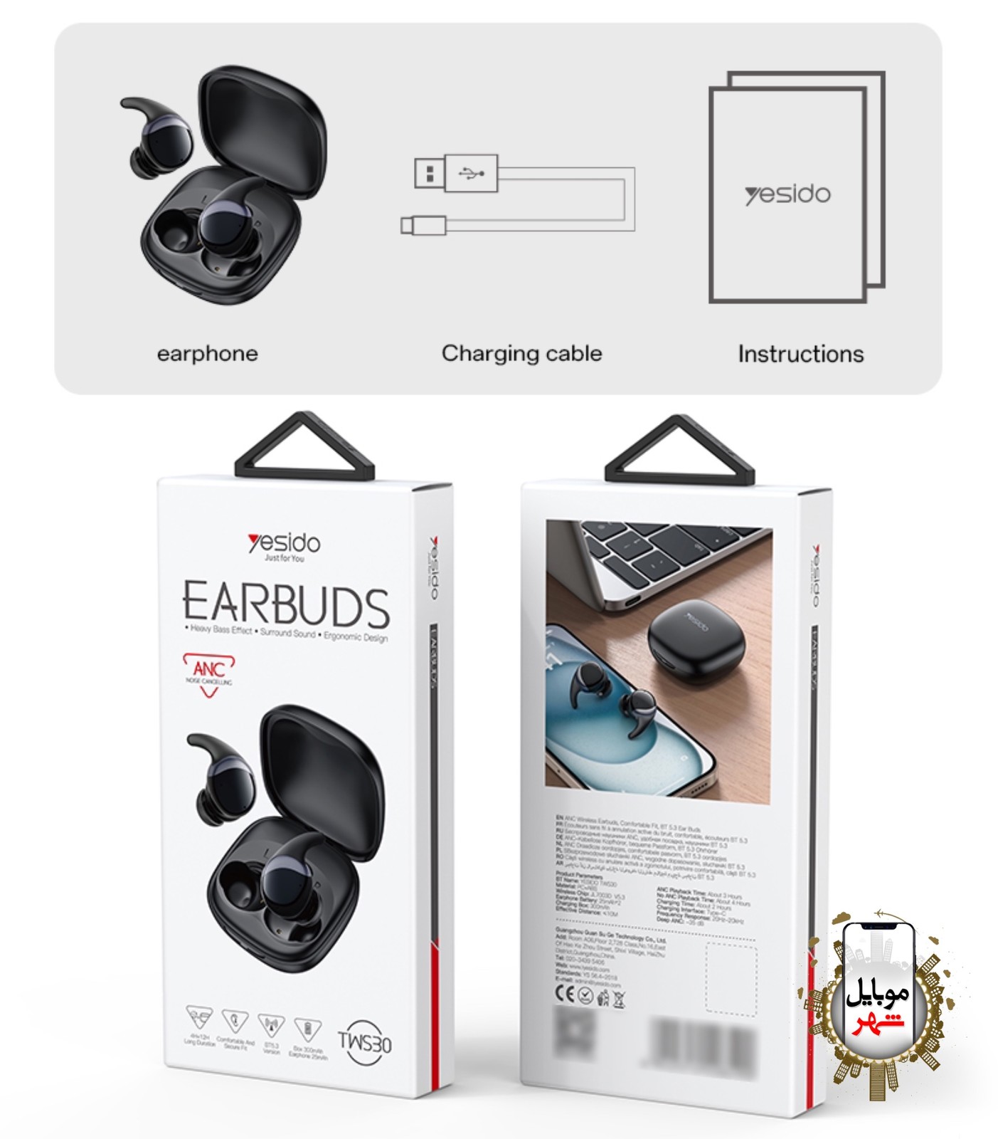 هندزفری بلوتوث حذف نویز ANC یسیدو Yesido TWS Wireless Earbuds TWS30