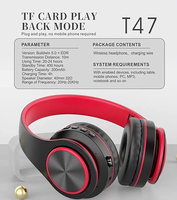 هدفون بلوتوثی مدل WIRELESS HEADPHONES T47