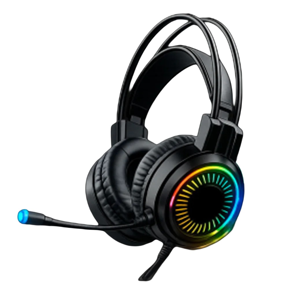 هدست سیم‌دار گیمینگ R8 مدل H01 با میکروفون و نورپردازی RGB