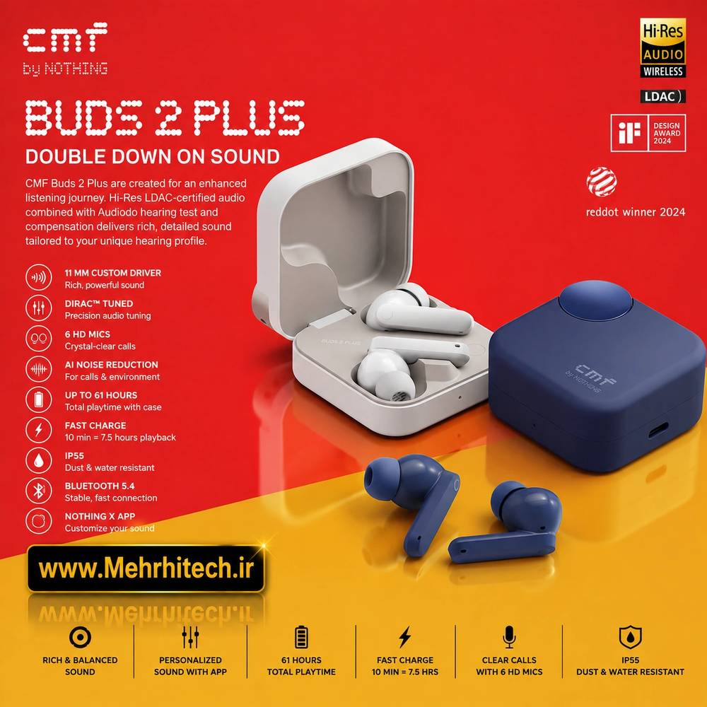 هندزفری بلوتوثی CMF Buds 2 Plus by Nothing