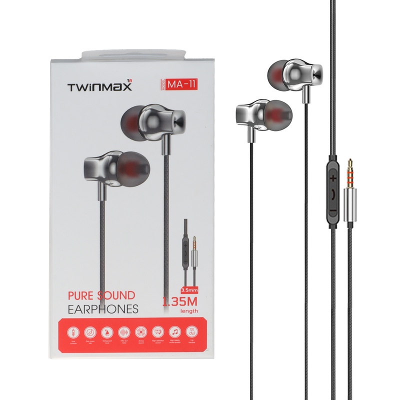 هندزفری باسیم TwinMax مدل MA-11 – مشکی – MMX