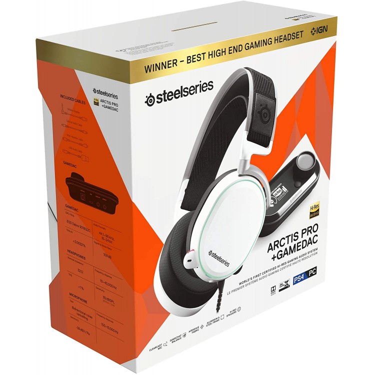 هدست SteelSeries Arctis Pro به همراه داک صدا مخصوص PS4 و PC - سفید