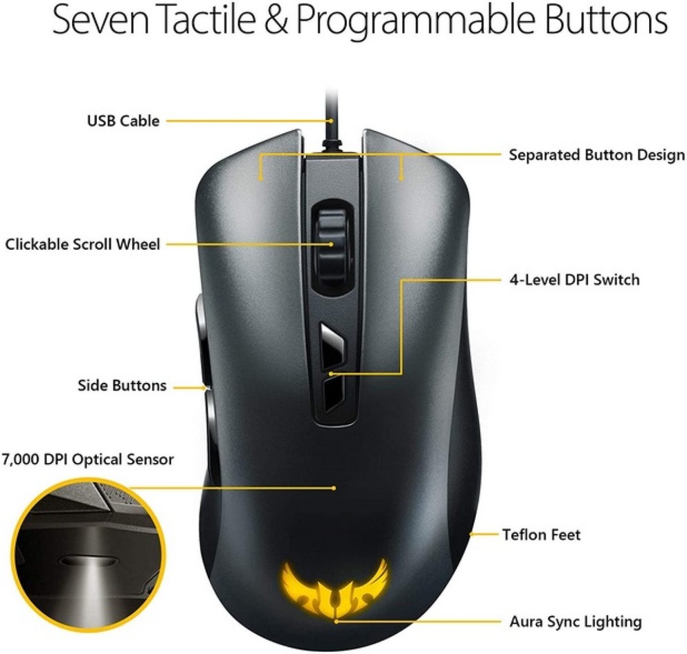 موس ایسوس TUF GAMING M3 GEN II باسیم - 8K DPI ASUS TUF Gaming M3 Gen II Wired Gaming Mouse