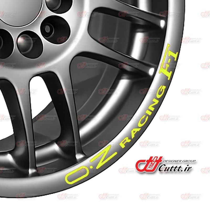 برچسب برشی رینگ طرح OZ RACING F1 - زرد نئونی - کد 10650/5